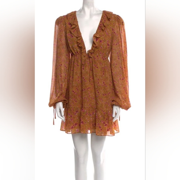 NEW TULAROSA Revolve Mobey Minidress Lafayette Fall Orange Floral Flowy NWT - Picture 1 of 12